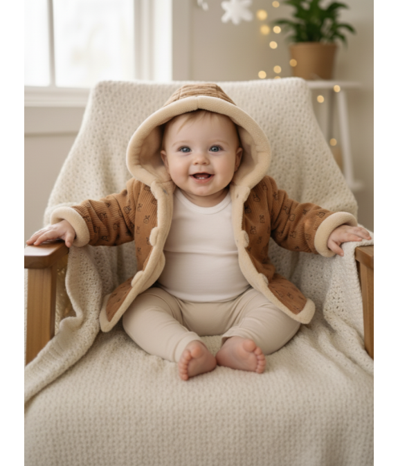 GAJI / Bunda zateplená s kapucňou - hnedá