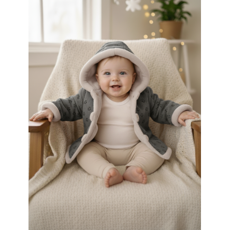 GAJI / Bunda zateplená s kapucňou - sivá