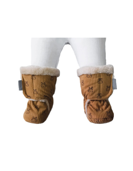 GAJI / Papučky zateplené menčester - hnedá