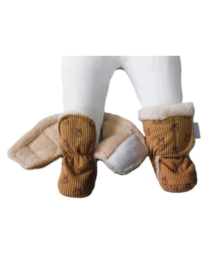 GAJI / Papučky zateplené menčester - hnedá