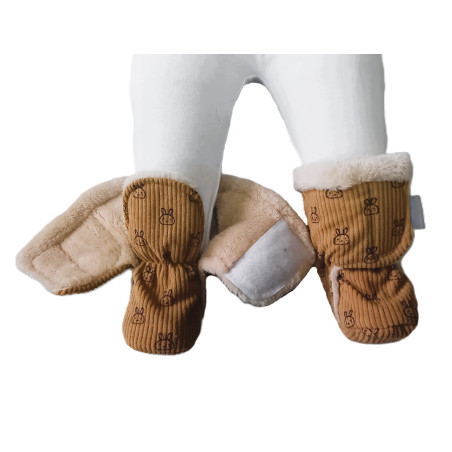 GAJI / Papučky zateplené menčester - hnedá