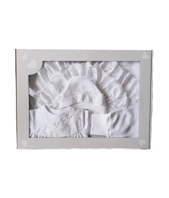 GAJI / Súprava 4-dielna prepletaná dievča - biela