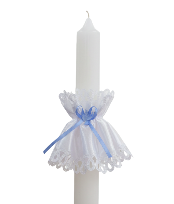 GAJI / Ozdoba sviečky na krst satén - modrá