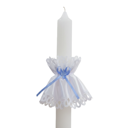 GAJI / Ozdoba sviečky na krst satén - modrá