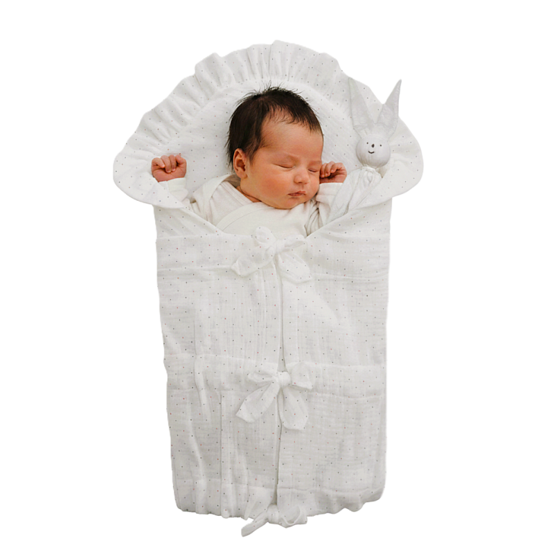 GAJI / Zavinovačka mušelín fodra - biela s bodkou