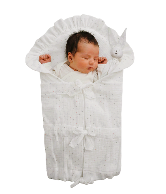 GAJI / Zavinovačka mušelín fodra - biela s bodkou