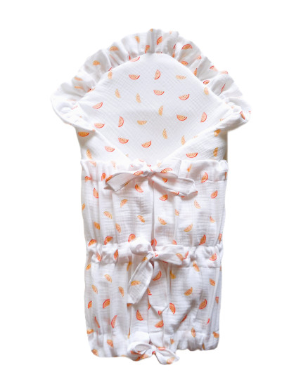 GAJI / Zavinovačka mušelín fodra - biela s melónom