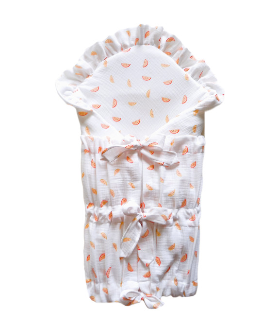 GAJI / Zavinovačka mušelín fodra - biela s melónom