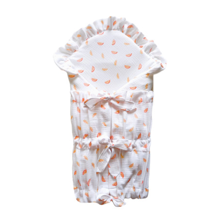 GAJI / Zavinovačka mušelín fodra - biela s melónom