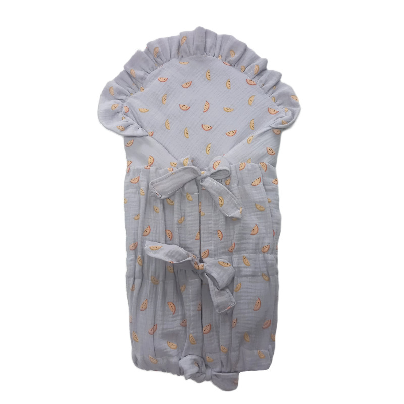 GAJI / Zavinovačka mušelín fodra - sivá s melónom