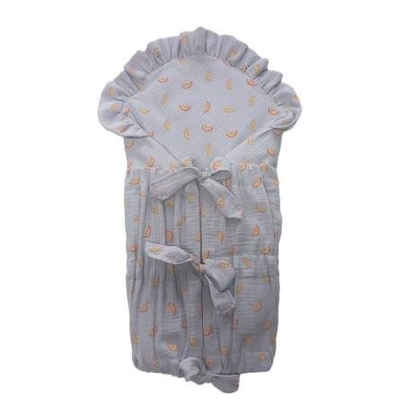 GAJI / Zavinovačka mušelín fodra - sivá s melónom