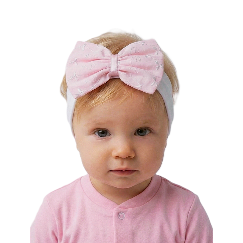 GAJI / Čelenka s mašľou z madeiry - ružová