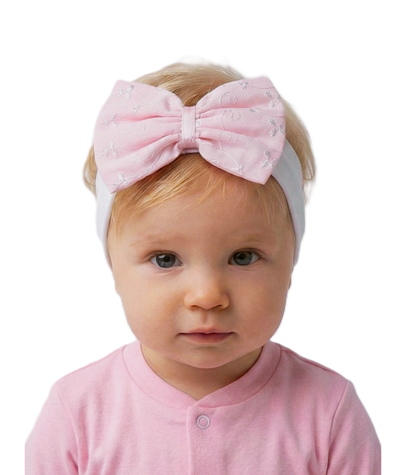 GAJI / Čelenka s mašľou z madeiry - ružová