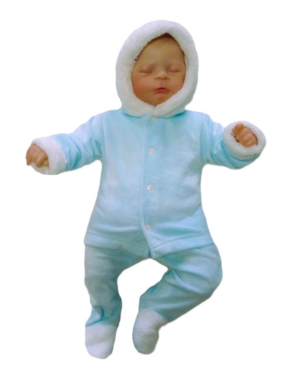 GAJI / Bunda s kapucňou zamat - tyrkysová