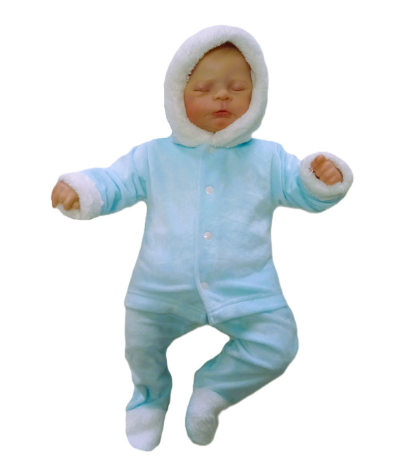 GAJI / Bunda s kapucňou zamat - tyrkysová