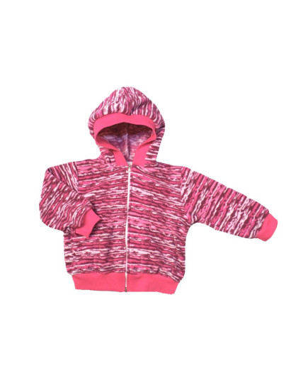GAJI / Bunda s kapucňou flis - ružový  melír
