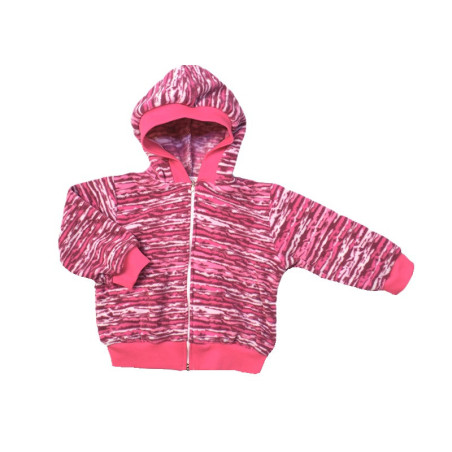 GAJI / Bunda s kapucňou flis - ružový  melír