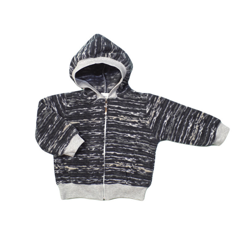 GAJI / Bunda s kapucňou flis - sivý  melír