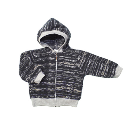 GAJI / Bunda s kapucňou flis - sivý  melír