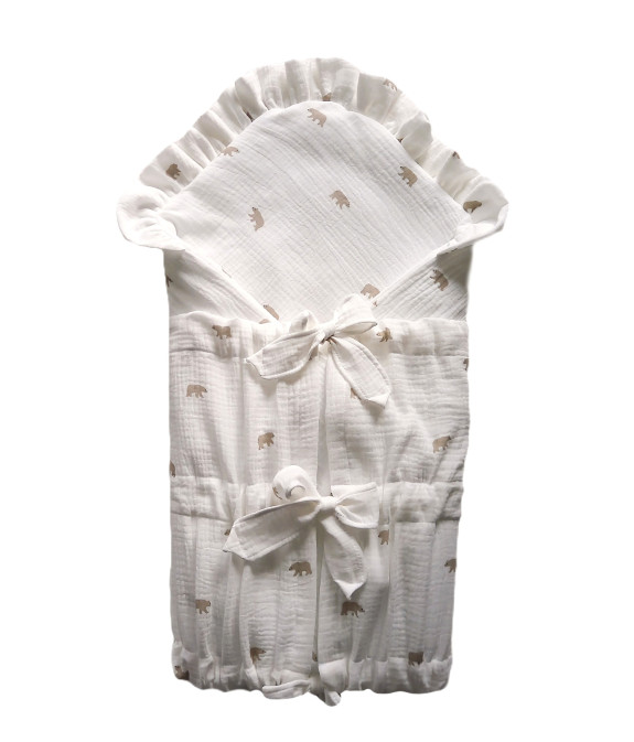 GAJI / Zavinovačka mušelín fodra - biela s medveďom