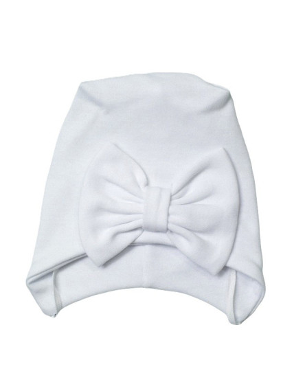 GAJI / Čiapka s mašľou obojlíc - biela