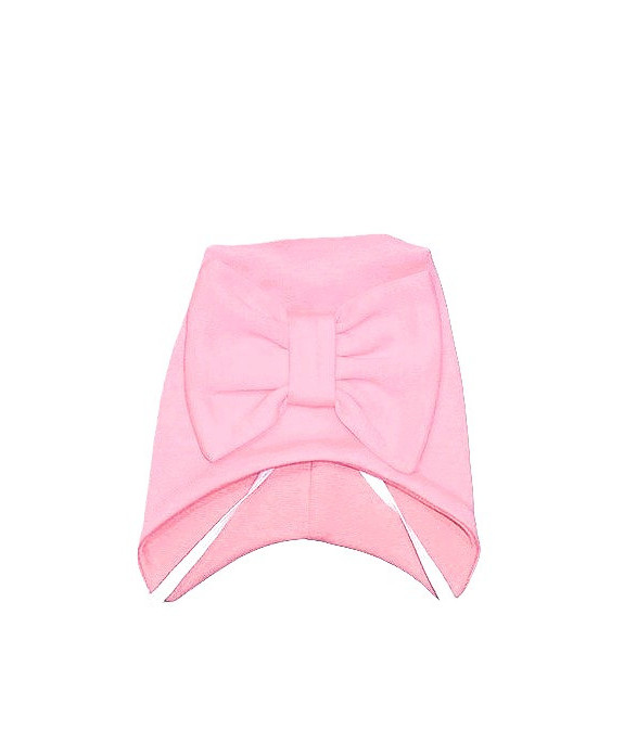 GAJI / Čiapka s mašľou obojlíc - sv.ružová