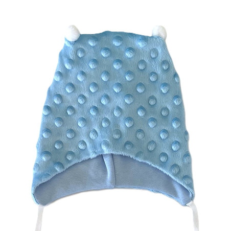 GAJI / Čiapka s bambuľkami minky - modrá