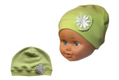 Čiapka s kvietkom - pistáciová /v.86/