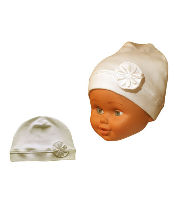 Čiapka s kvietkom - maslová /v.86/