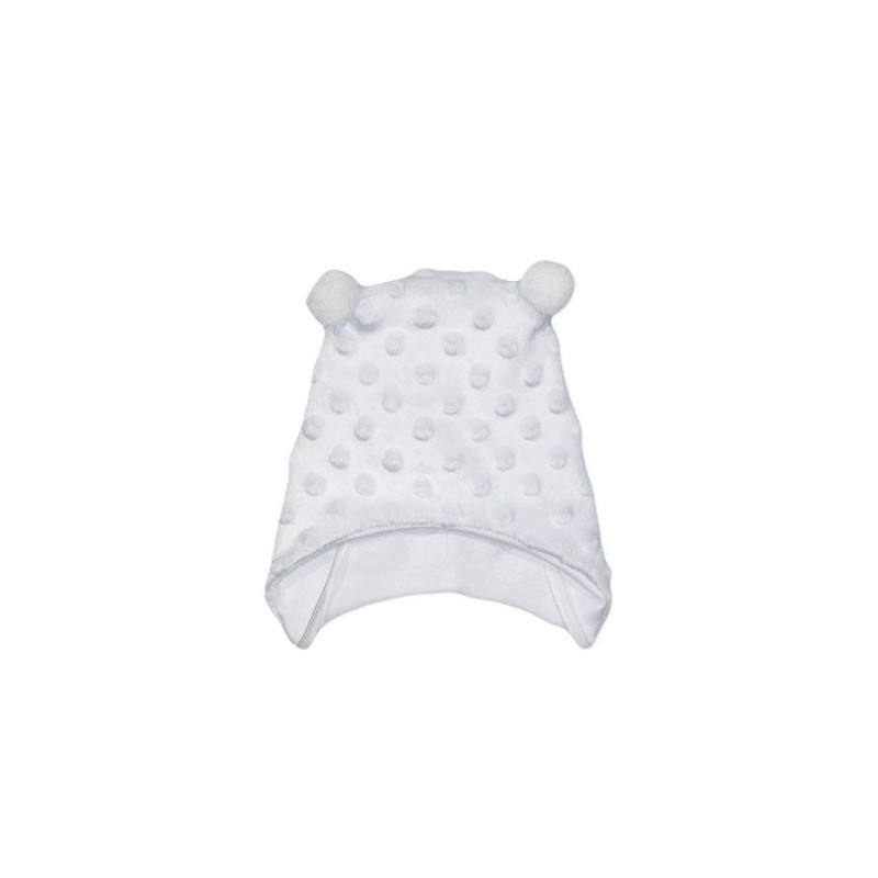 GAJI / Čiapka s bambuľkami minky - biela