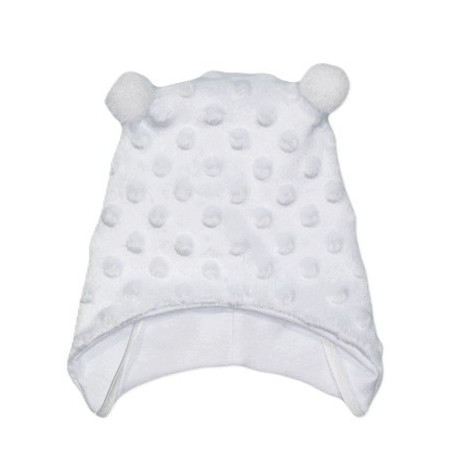 GAJI / Čiapka s bambuľkami minky - biela