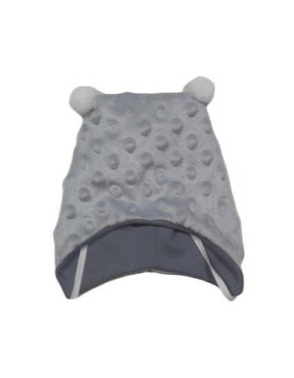 GAJI / Čiapka s bambuľkami minky - sivá