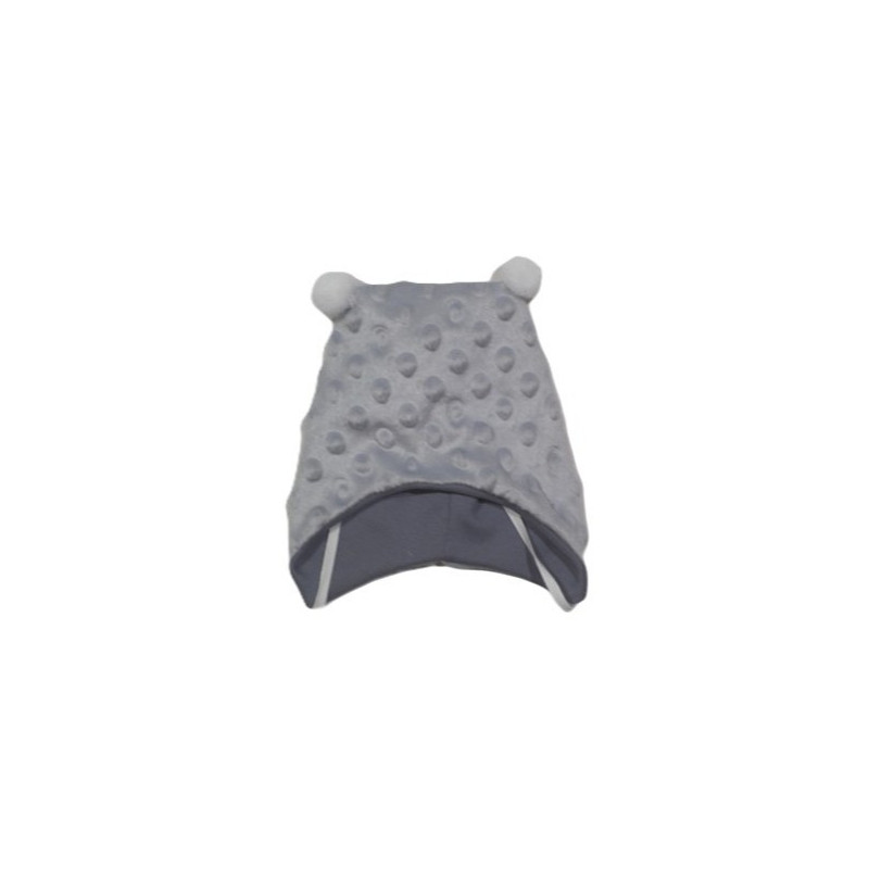 GAJI / Čiapka s bambuľkami minky - sivá