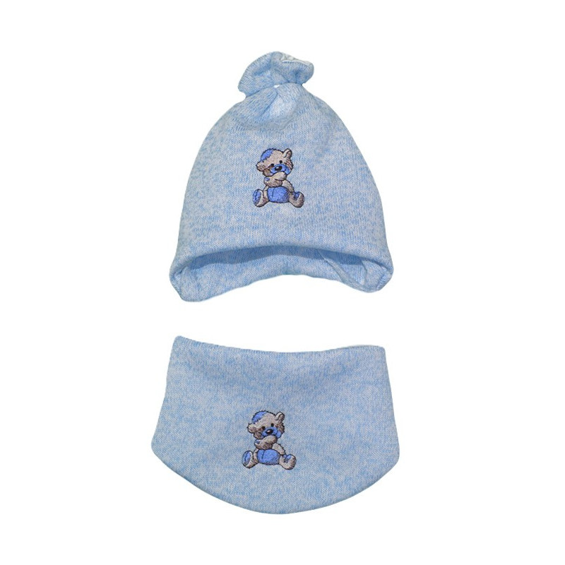 GAJI / Čiapka + nákrčník úplet - modrá