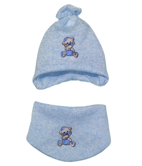 GAJI / Čiapka + nákrčník úplet - modrá