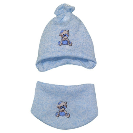 GAJI / Čiapka + nákrčník úplet - modrá