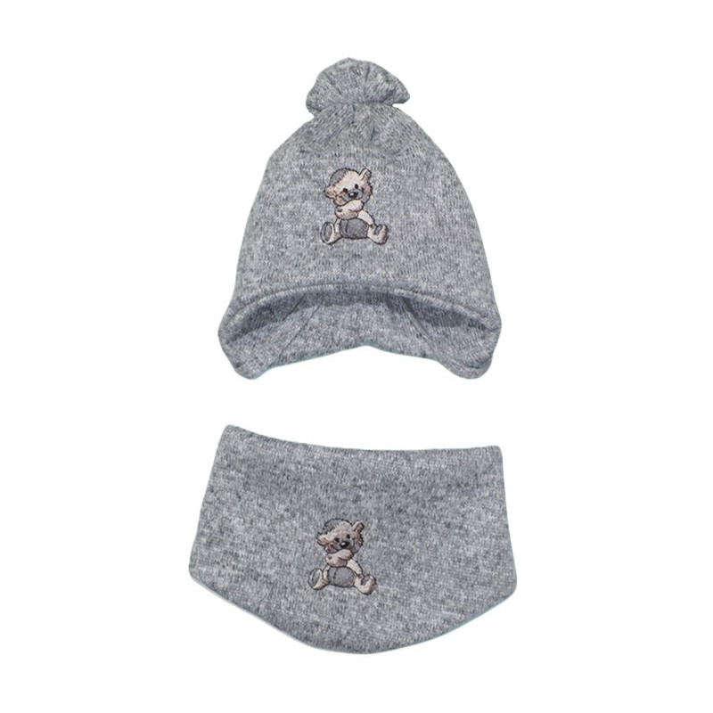 GAJI / Čiapka + nákrčník úplet - sv.sivá