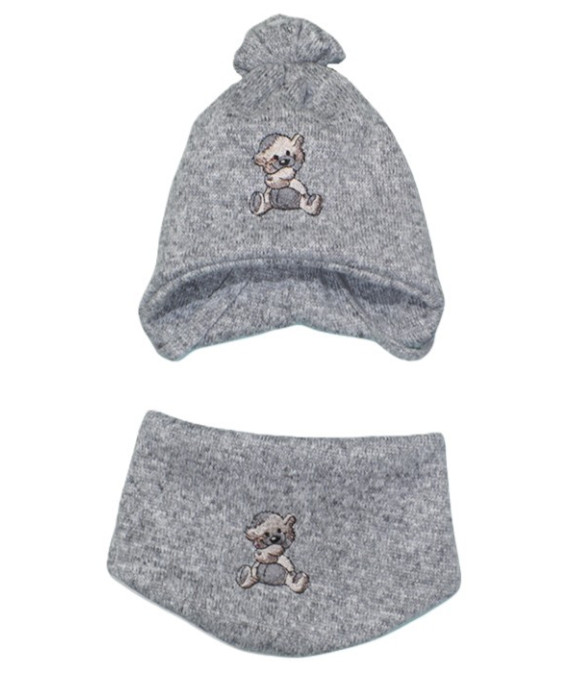 GAJI / Čiapka + nákrčník úplet - sv.sivá