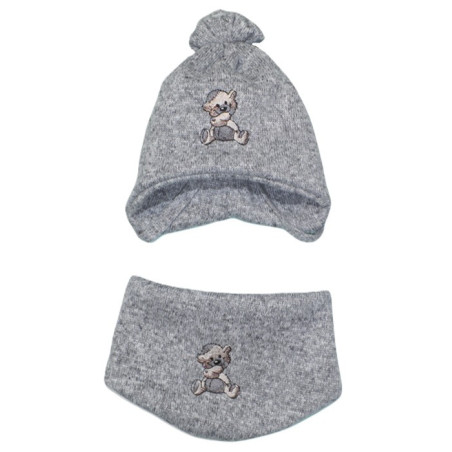 GAJI / Čiapka + nákrčník úplet - sv.sivá