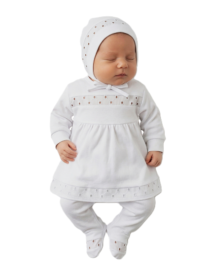 GAJI / 3-dielna súprava na krst - dievčenská biela