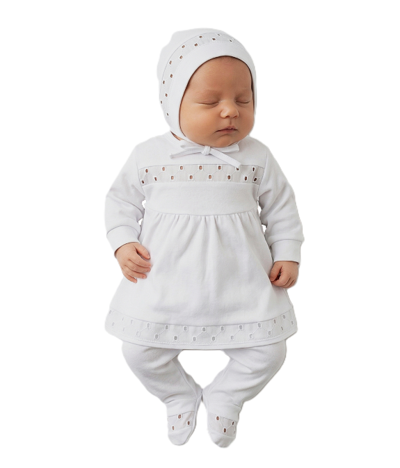 GAJI / 3-dielna súprava na krst - dievčenská biela