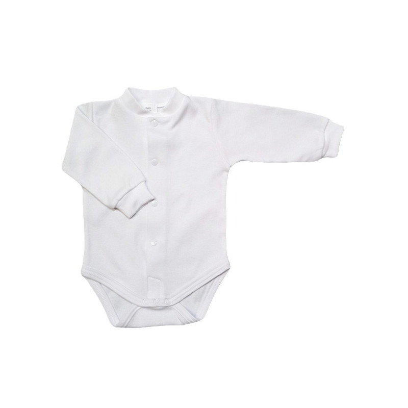 GAJI / Body dlhý rukáv predné zapínanie obojlíc - biela