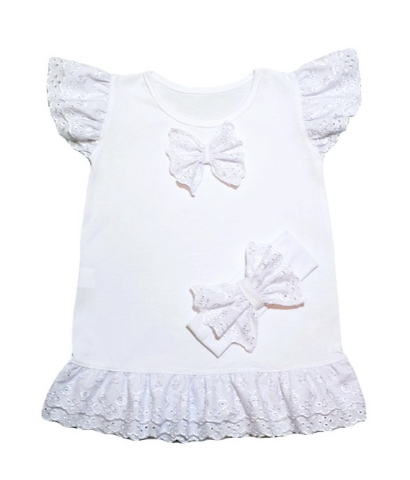 Šaty sviatočné s volánmi a čelenkou - biela /v.86/