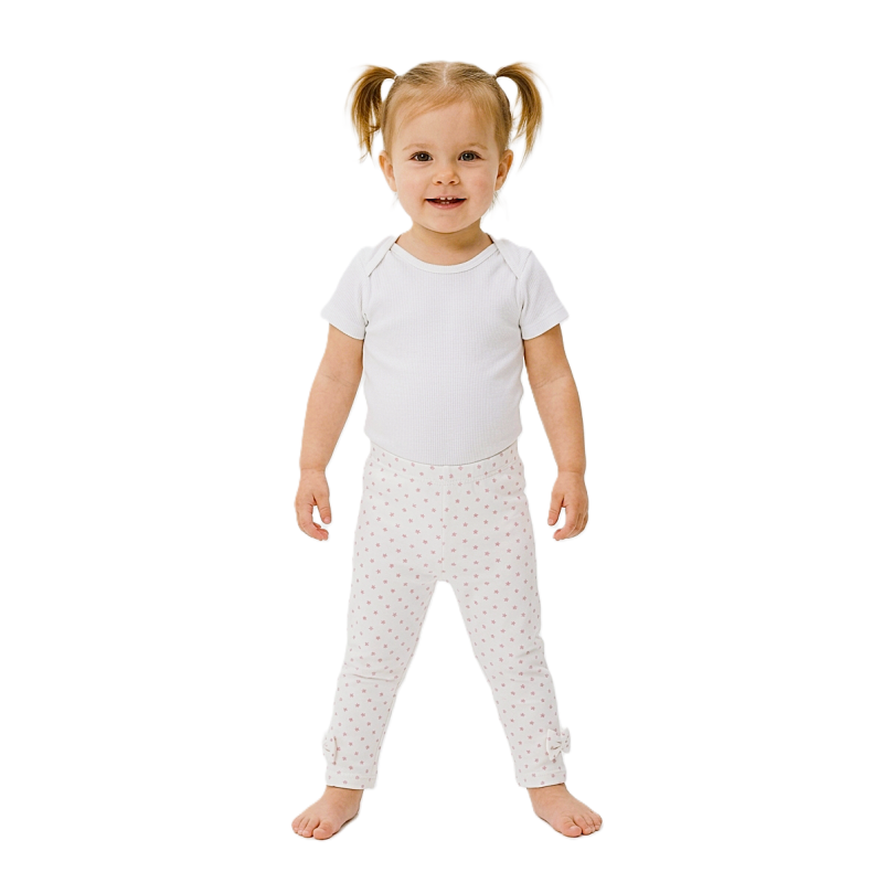 GAJI / Legíny s mašľami - biela s hviezdou