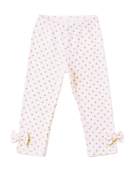 GAJI / Legíny s mašľami - biela s hviezdou