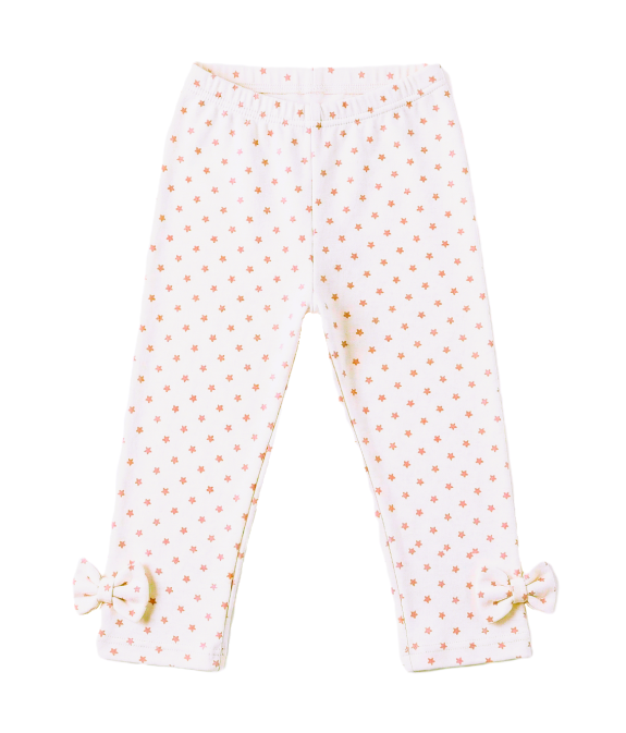 GAJI / Legíny s mašľami - biela s hviezdou