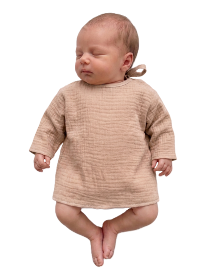 GAJI / Košieľka kojenecká mušelín - sv.hnedá