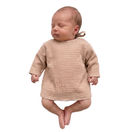 GAJI / Košieľka kojenecká mušelín - sv.hnedá