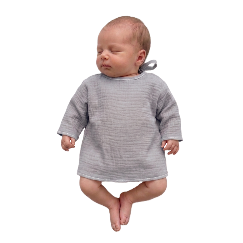 GAJI / Košieľka kojenecká mušelín - sv.sivá