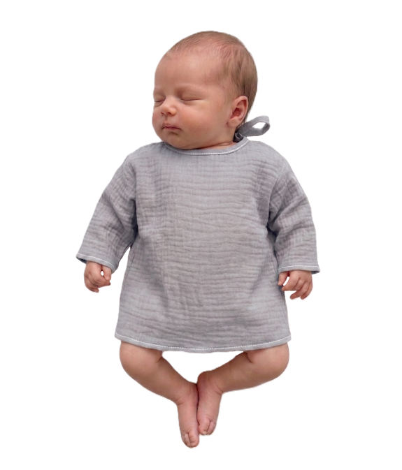 GAJI / Košieľka kojenecká mušelín - sivá